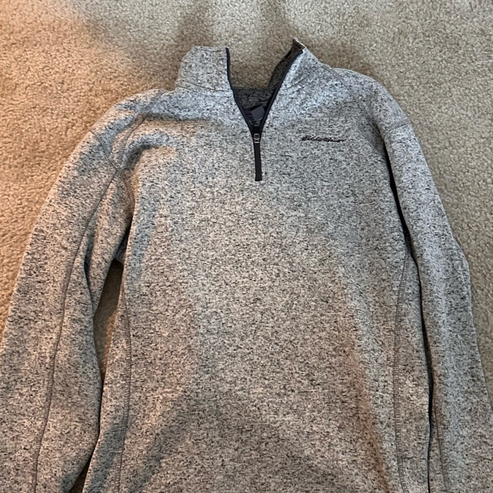 Eddie Bauer Men's Gray Quarter-Zip Sweater